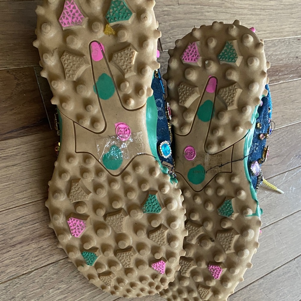 Taxi Rhinestone Canvas Bling Shoes Sz 10 Multicolor Gems - Picture 16 of 16
